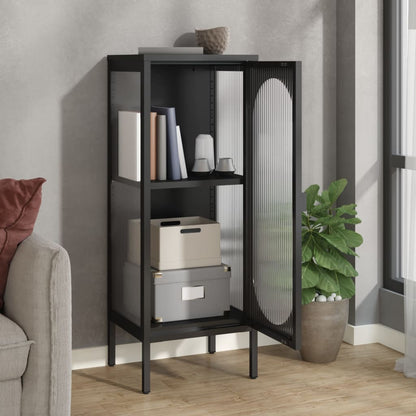 vidaXL Sideboard Black 15.7"x13.8"x41.3" Glass and Steel-3