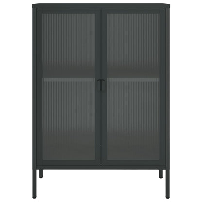 vidaXL Sideboard Black 29.5"x13.8"x41.3" Glass and Steel-4