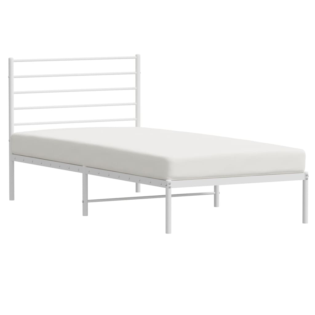 vidaXL Metal Bed Frame with Headboard White 39.4"x78.7"-4