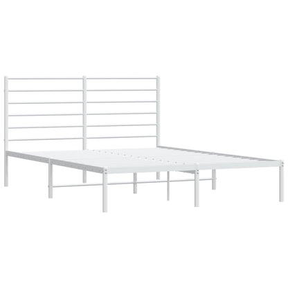vidaXL Metal Bed Frame with Headboard White 53.9"x74.8" Full-4