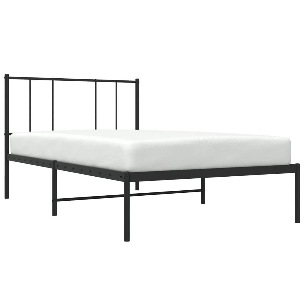 vidaXL Metal Bed Frame with Headboard Black 39.4"x74.8" Twin-3
