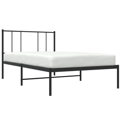 vidaXL Metal Bed Frame with Headboard Black 39.4"x74.8" Twin-3