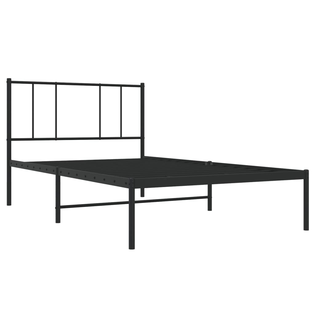 vidaXL Metal Bed Frame with Headboard Black 39.4"x74.8" Twin-4