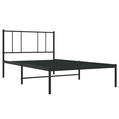 vidaXL Metal Bed Frame with Headboard Black 39.4"x74.8" Twin-4