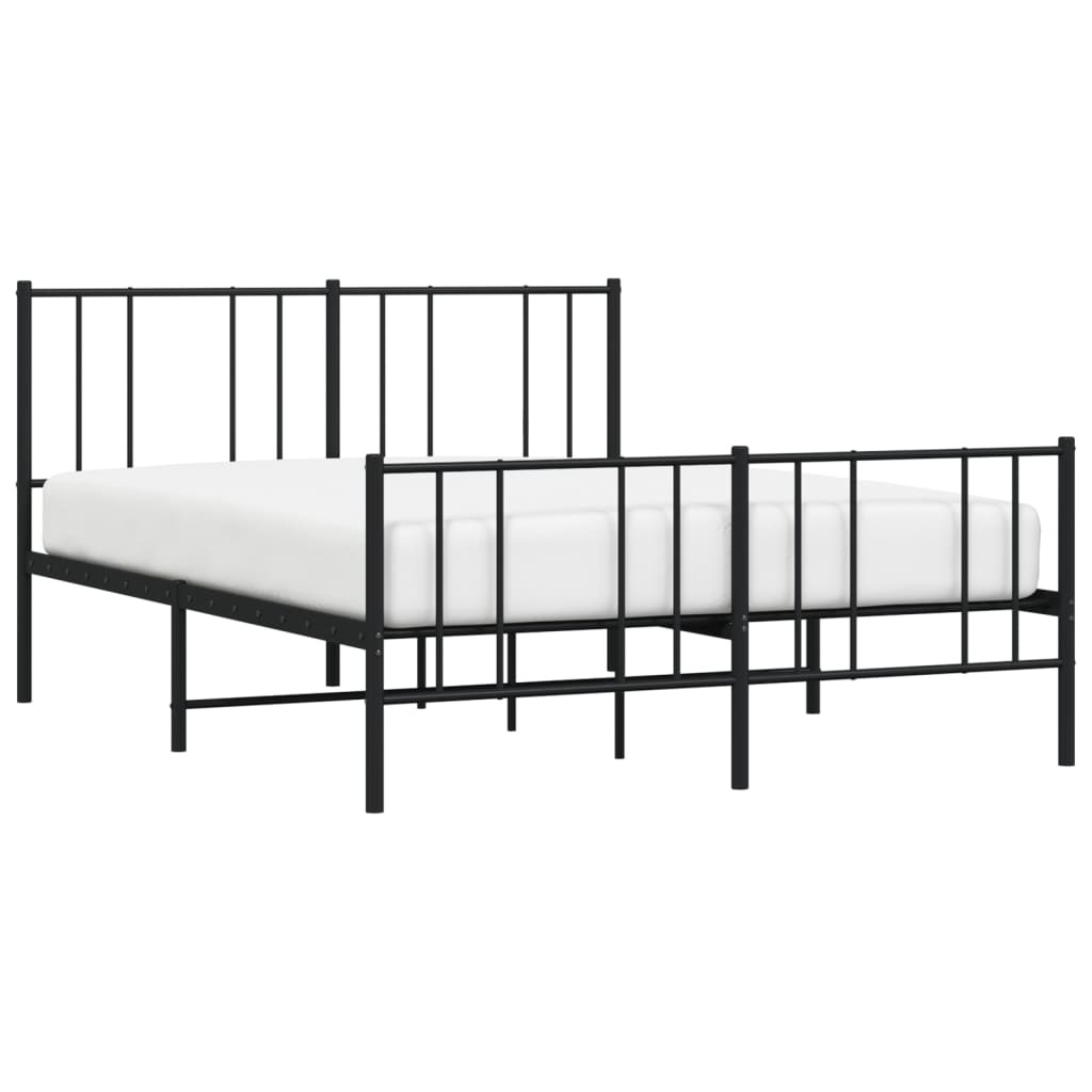 vidaXL Metal Bed Frame with Headboard and Footboard Black 53.9"x74.8" Full-3