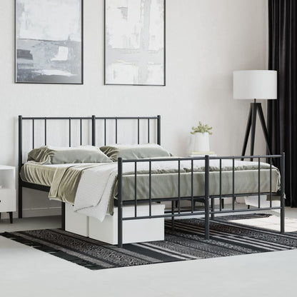 vidaXL Metal Bed Frame with Headboard and Footboard Black 53.9"x74.8" Full-1