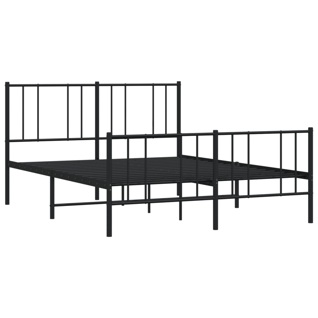 vidaXL Metal Bed Frame with Headboard and Footboard Black 53.9"x74.8" Full-4