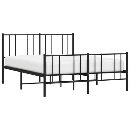vidaXL Metal Bed Frame with Headboard and Footboard Black 59.8"x78.7"-3