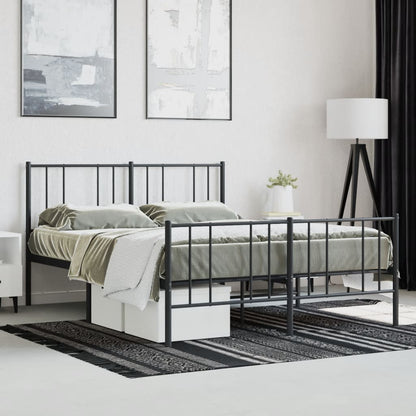 vidaXL Metal Bed Frame with Headboard and Footboard Black 59.8"x78.7"-1