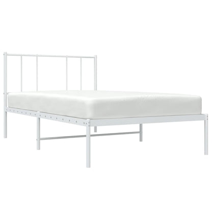 vidaXL Metal Bed Frame with Headboard White 39.4"x78.7"-3