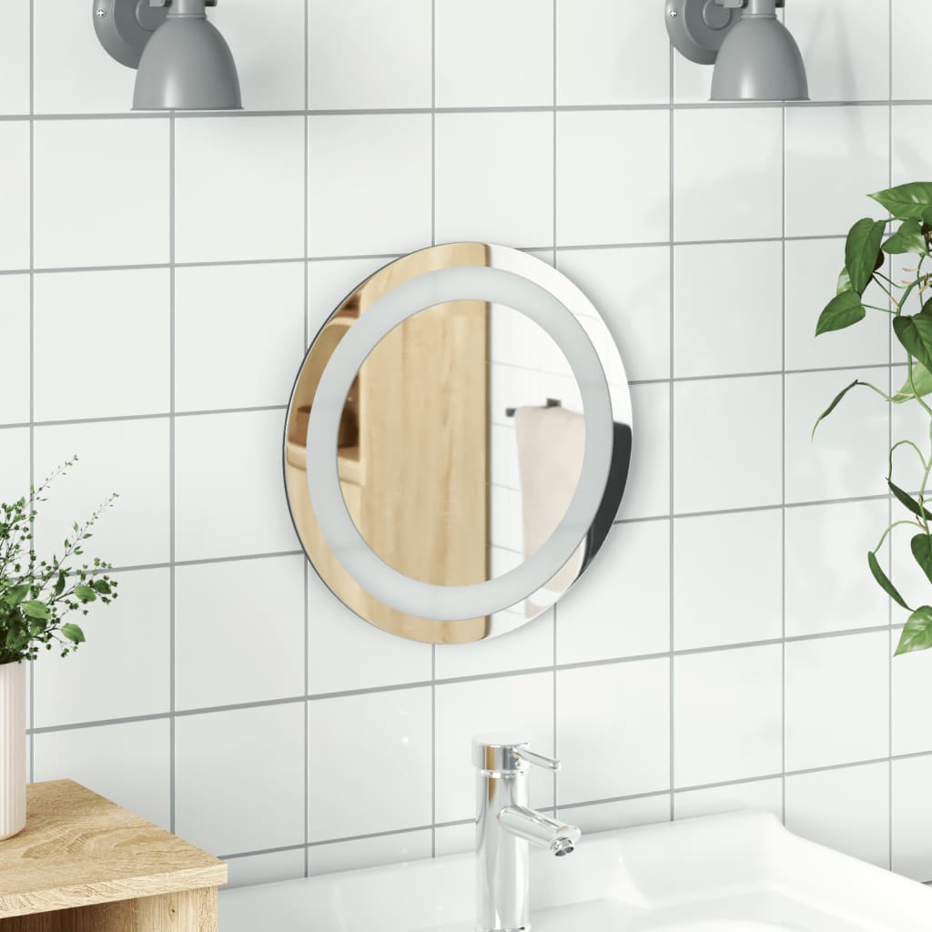 vidaXL LED Bathroom Mirror Wall Mounted Vanity Mirror for Home Bathroom Round-9