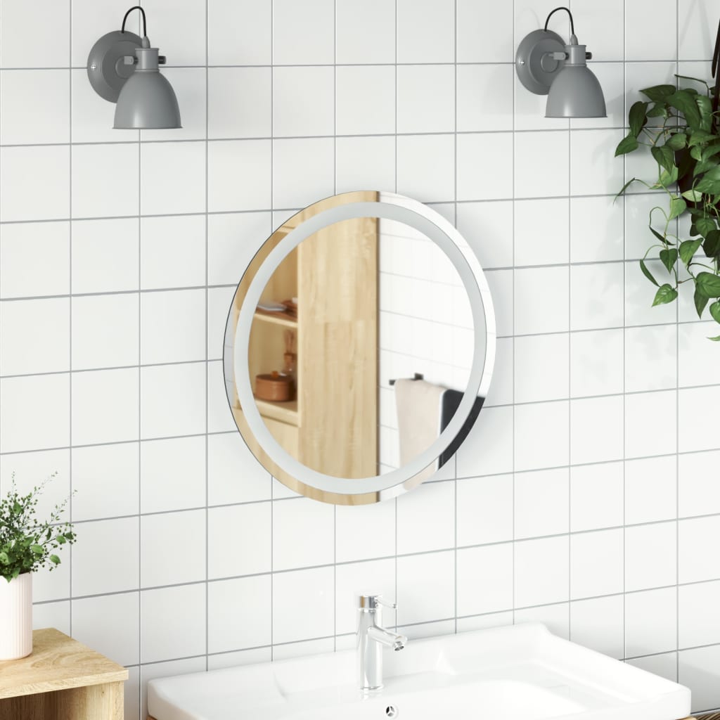 vidaXL LED Bathroom Mirror Wall Mounted Vanity Mirror for Home Bathroom Round-5