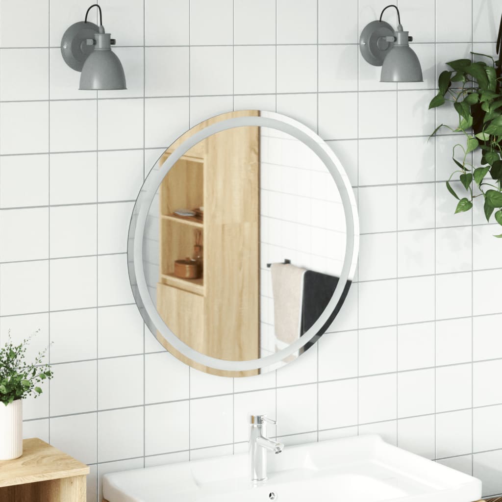 vidaXL LED Bathroom Mirror Wall Mounted Vanity Mirror for Home Bathroom Round-8