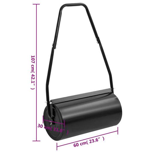 vidaXL Garden Lawn Roller with Handle Black 11.1 gal Iron and Steel-0