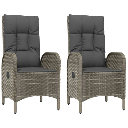 vidaXL 3 Piece Patio Dining Set with Cushions Gray Poly Rattan-3