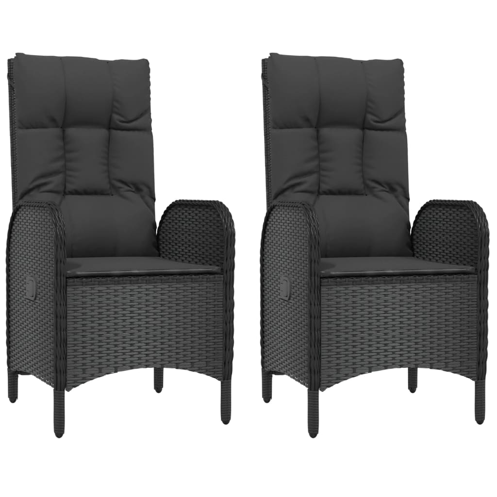 vidaXL 3 Piece Patio Dining Set with Cushions Black Poly Rattan-4