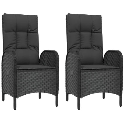 vidaXL 3 Piece Patio Dining Set with Cushions Black Poly Rattan-4