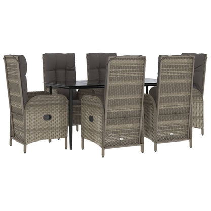 vidaXL 7 Piece Patio Dining Set with Cushions Black and Gray Poly Rattan-1