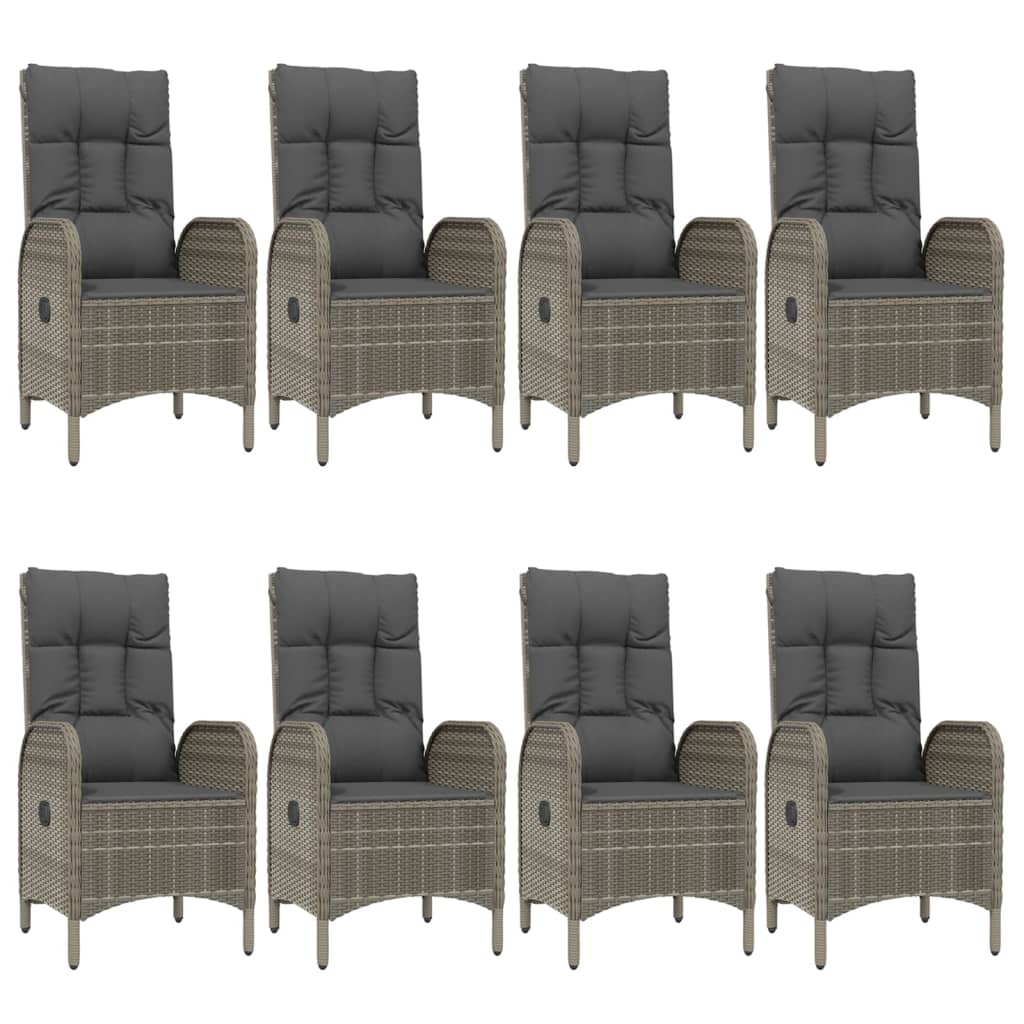 vidaXL 9 Piece Patio Dining Set with Cushions Black and Gray Poly Rattan-2