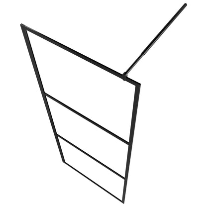 vidaXL Walk-in Shower Wall with Shelf Black 39.4"x76.8" ESG Glass&Aluminum-3