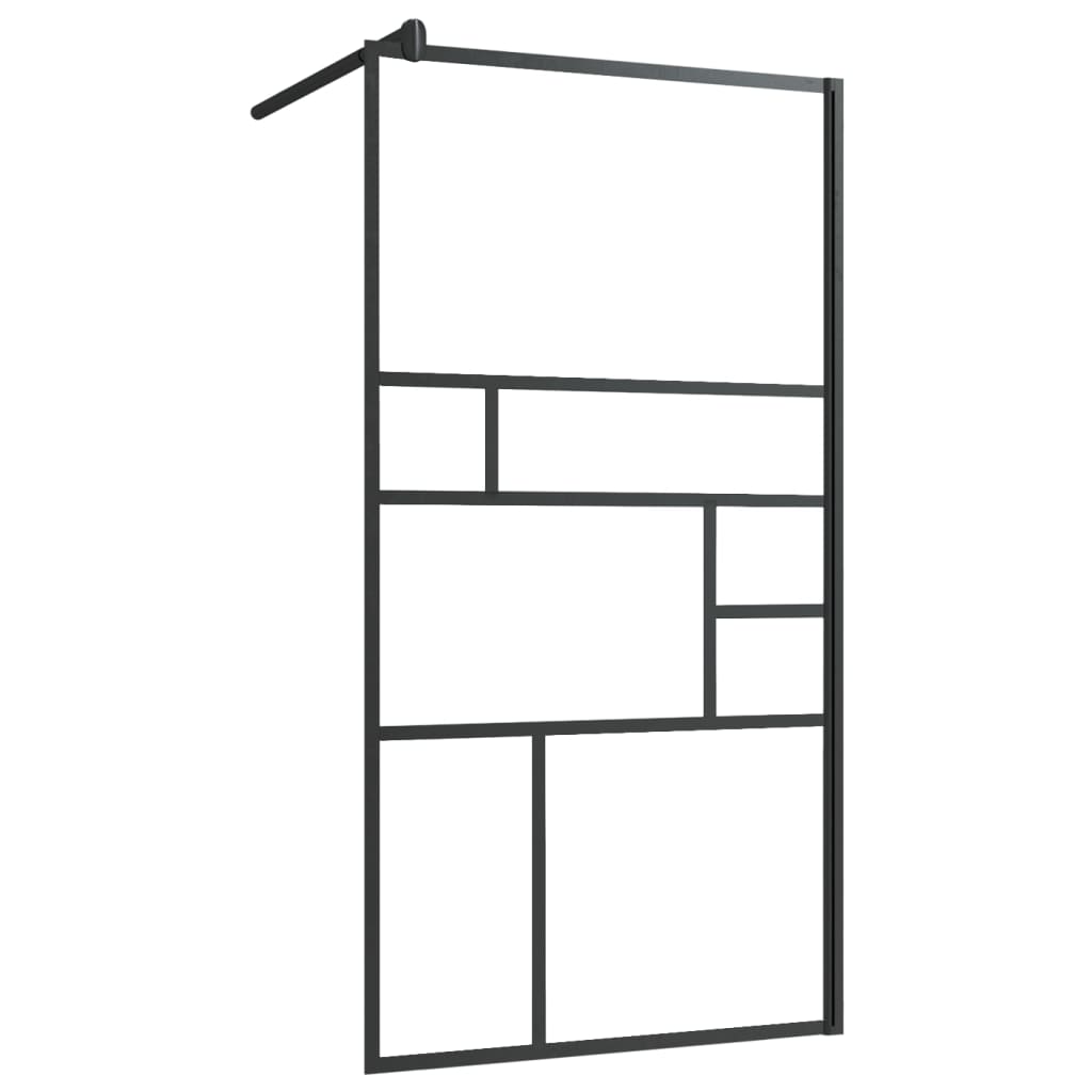 vidaXL Walk-in Shower Wall with Shelf Black 45.3"x76.8" ESG Glass&Aluminum-1