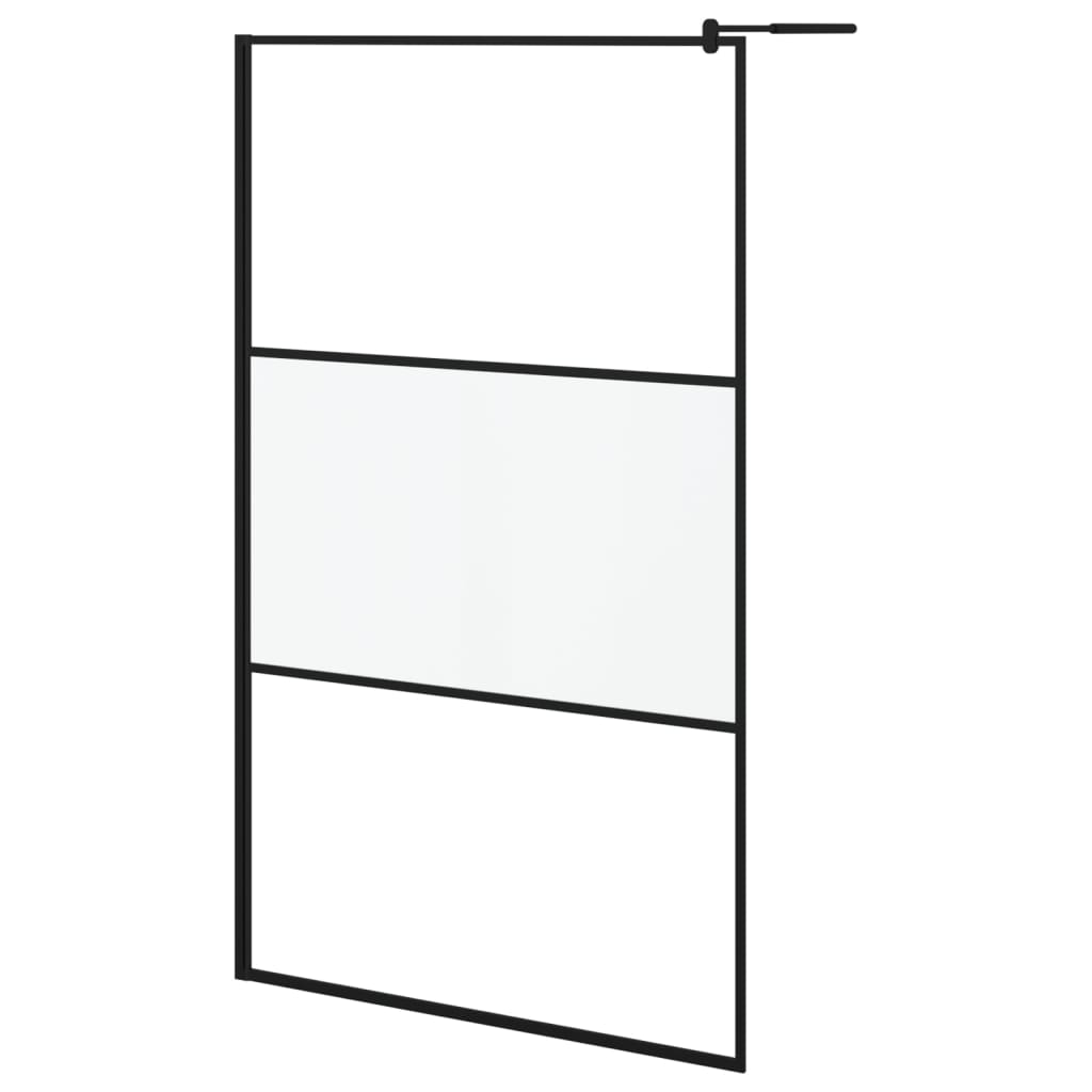 vidaXL Walk-in Shower Wall with Shelf Black 45.3"x76.8" ESG Glass&Aluminum-2
