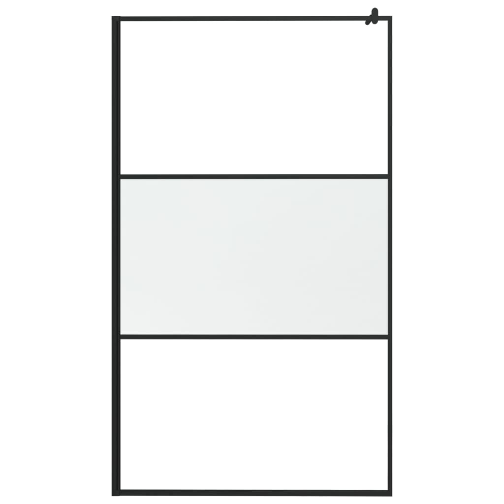 vidaXL Walk-in Shower Wall with Shelf Black 45.3"x76.8" ESG Glass&Aluminum-3