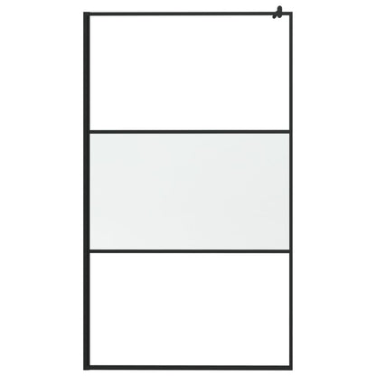 vidaXL Walk-in Shower Wall with Shelf Black 45.3"x76.8" ESG Glass&Aluminum-3