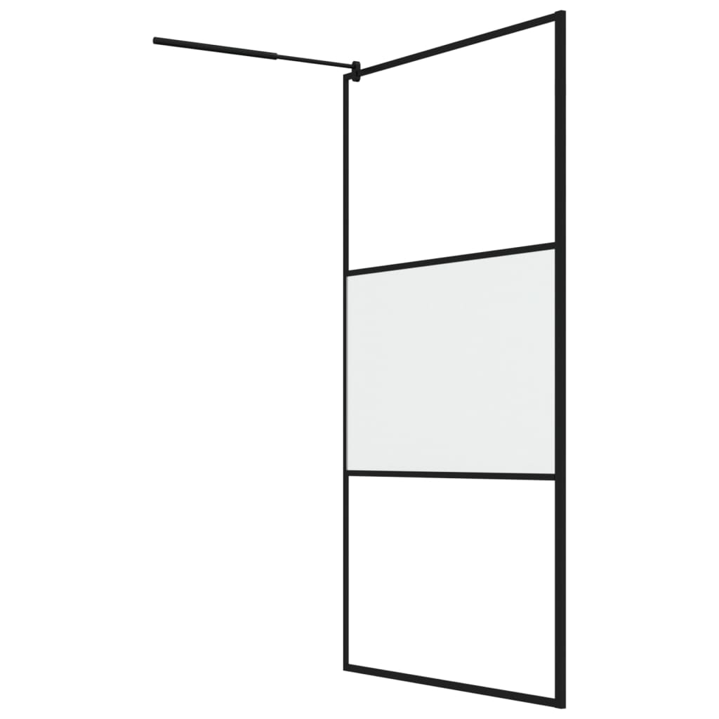 vidaXL Walk-in Shower Wall with Shelf Black 45.3"x76.8" ESG Glass&Aluminum-4
