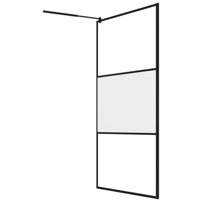 vidaXL Walk-in Shower Wall with Shelf Black 45.3"x76.8" ESG Glass&Aluminum-4
