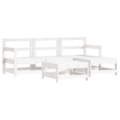 vidaXL 5 Piece Patio Lounge Set White Solid Wood Pine-3