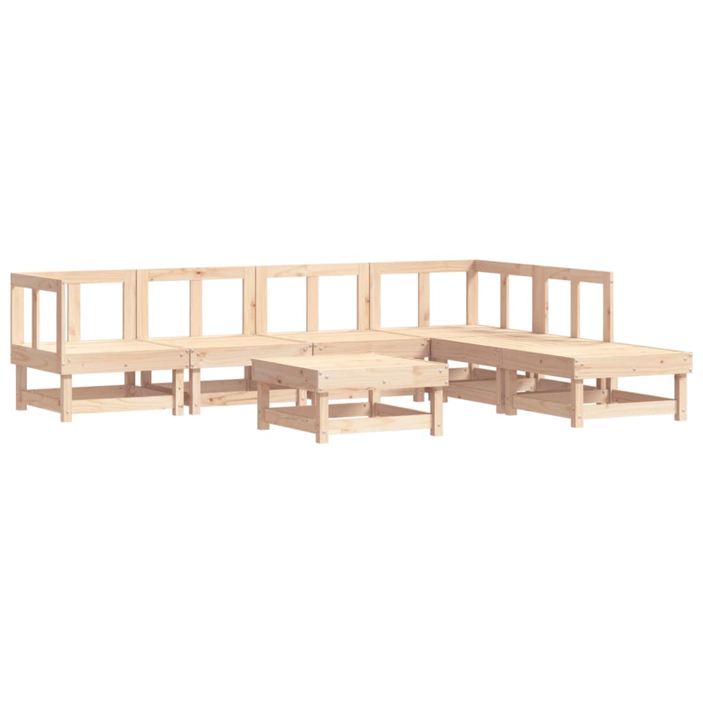 vidaXL Patio Lounge Set Outdoor Garden Furniture Set 7 Piece Solid Wood Pine-3