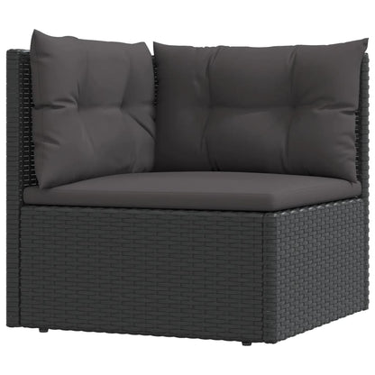 vidaXL 5 Piece Patio Lounge Set with Cushions Black Poly Rattan-3
