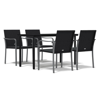 vidaXL Patio Dining Set Table and Chair with Cushions Poly Rattan and Steel-1