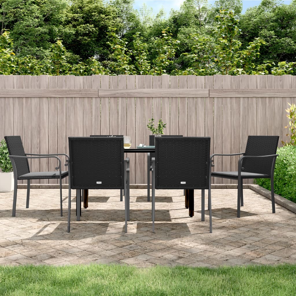 vidaXL Patio Dining Set Table and Chair with Cushions Poly Rattan and Steel-18