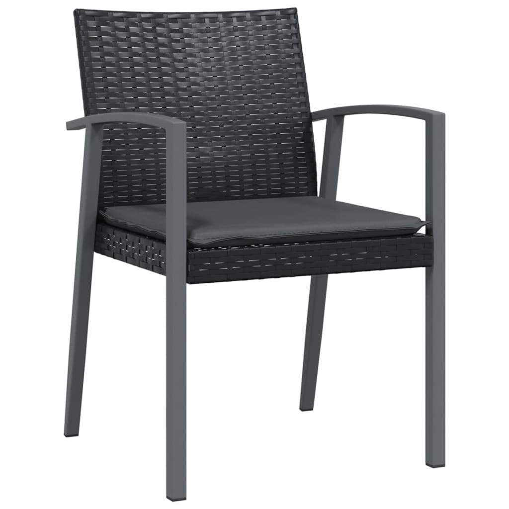 vidaXL Patio Dining Set Table and Chair with Cushions Poly Rattan and Steel-0