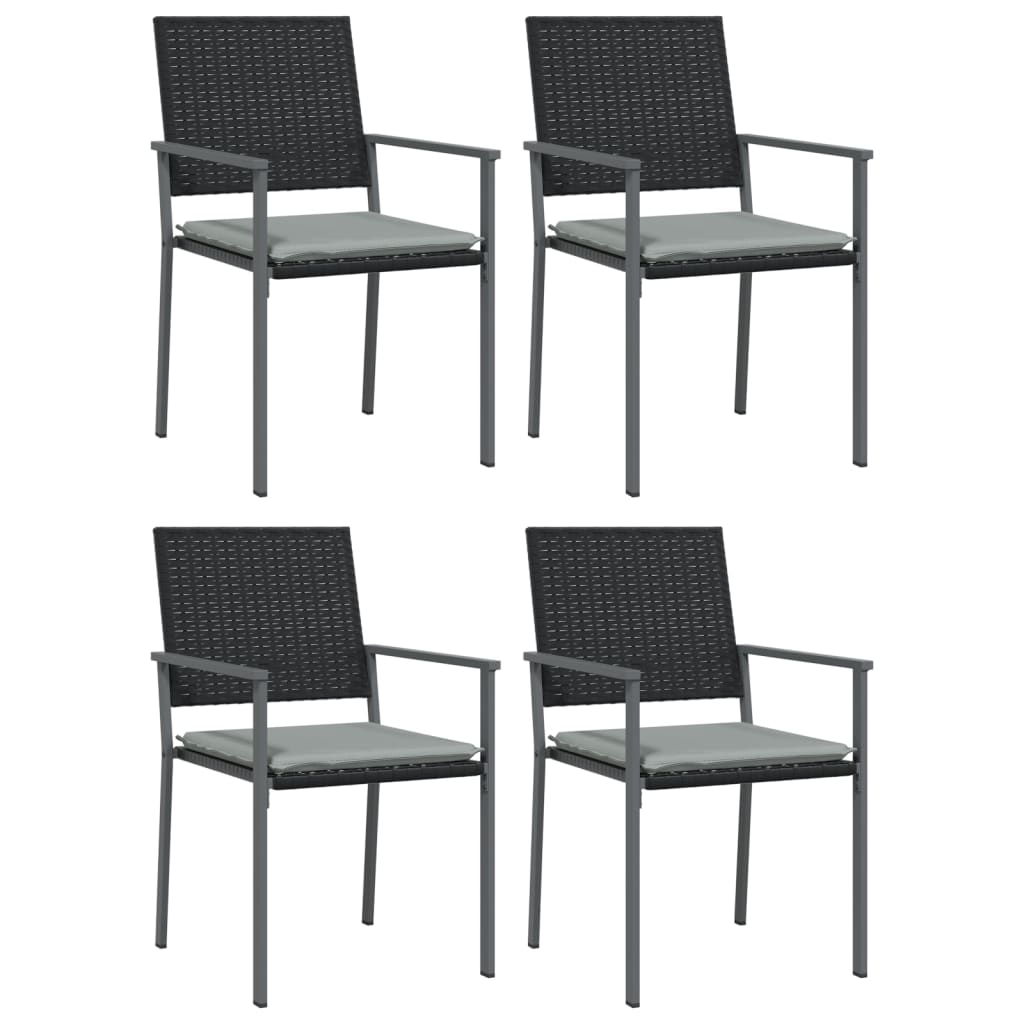 vidaXL 5 Piece Patio Dining Set with Cushions Poly Rattan and Steel-3