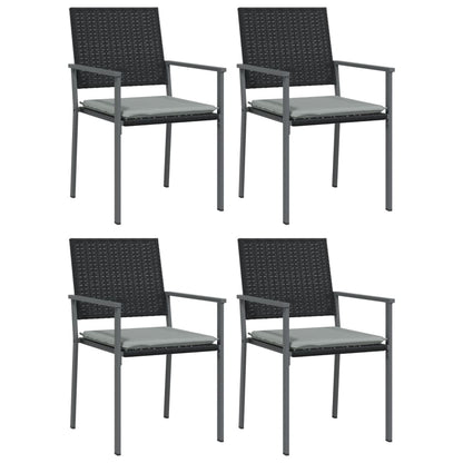 vidaXL 5 Piece Patio Dining Set with Cushions Poly Rattan and Steel-3