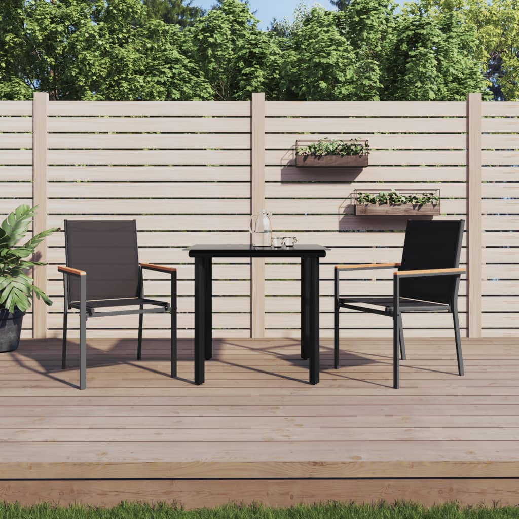 vidaXL 5 Piece Patio Dining Set Black Textilene and Steel-8