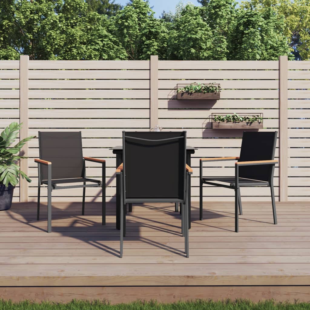 vidaXL 5 Piece Patio Dining Set Black Textilene and Steel-10