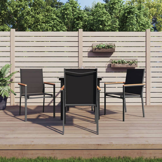 vidaXL 5 Piece Patio Dining Set Black Textilene and Steel-10