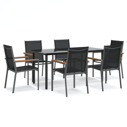 vidaXL 5 Piece Patio Dining Set Black Textilene and Steel-0