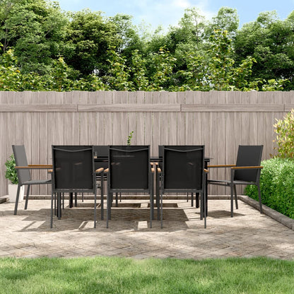 vidaXL 5 Piece Patio Dining Set Black Textilene and Steel-7