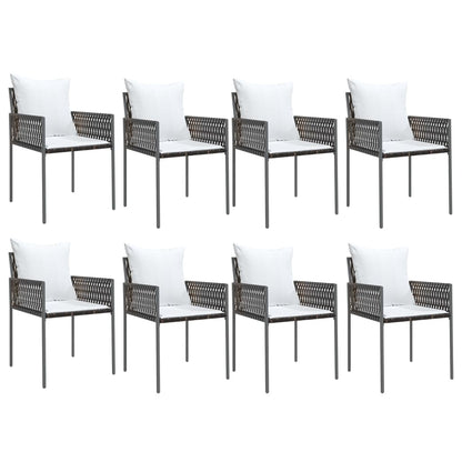 vidaXL Patio Dining Set Table and Chair with Cushions Poly Rattan and Steel-0