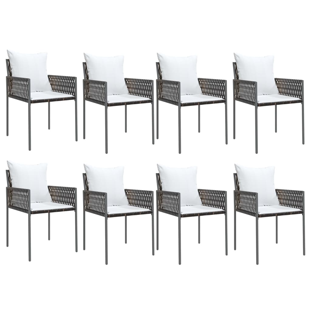 vidaXL Patio Dining Set Table and Chair with Cushions Poly Rattan and Steel-0