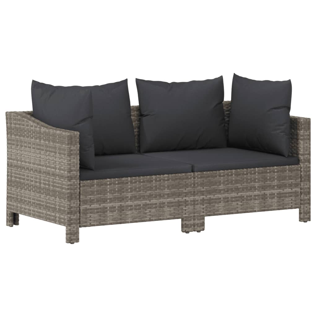 vidaXL 6 Piece Patio Lounge Set with Cushions Gray Poly Rattan-3