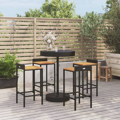 vidaXL Patio Bar Set Kitchen Bar Table Set Poly Rattan and Solid Wood Acacia-4