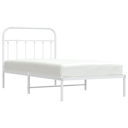 vidaXL Metal Bed Frame with Headboard White 39.4"x74.8" Twin-3