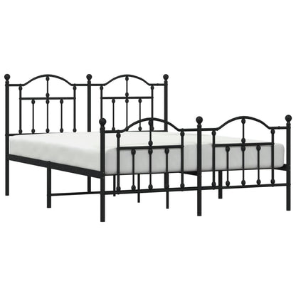 vidaXL Metal Bed Frame with Headboard and Footboard Black 59.1"x78.7"-1