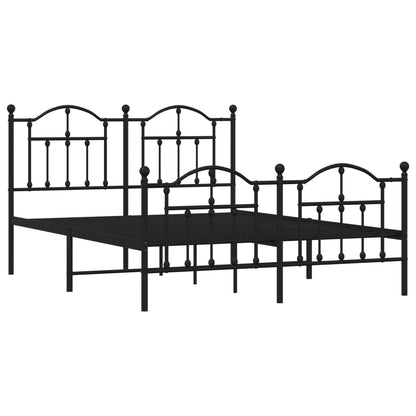 vidaXL Metal Bed Frame with Headboard and Footboard Black 59.1"x78.7"-2